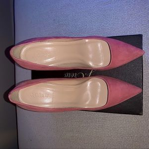 Pink 3 1/2 Inch Heel Suede Patent Heel Pump